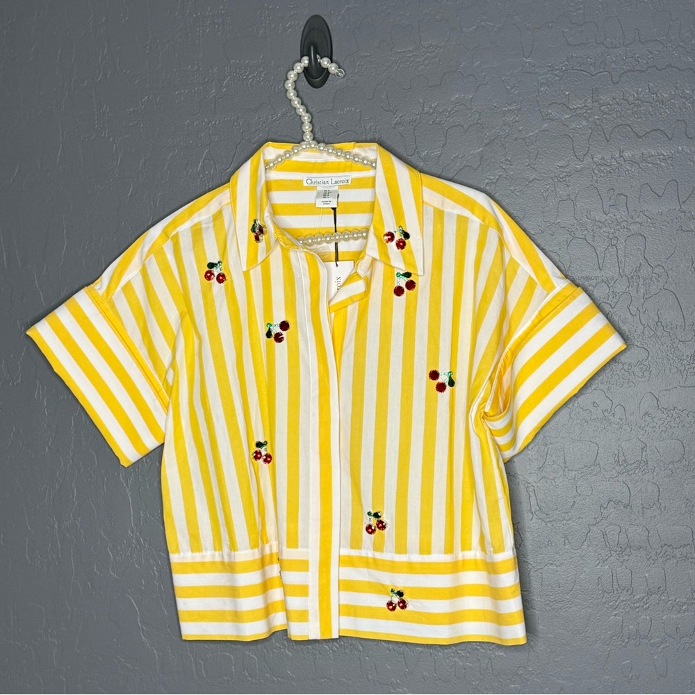 Christian Lacroix Yellow and White Striped Top